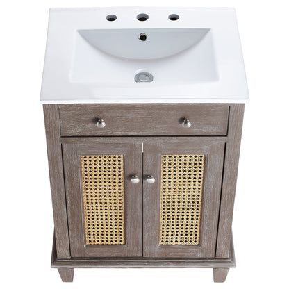 Modway furniture Lilo Bathroom Vanity Basin Included - EEI-5110-GRY-WHI
