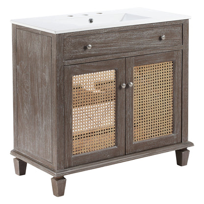 Modway furniture Lilo Bathroom Vanity Basin Included - EEI-5110-GRY-WHI