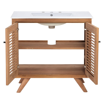 Modway furniture Birdie Bathroom Vanity Basin Included - EEI-5112-NAT-WHI