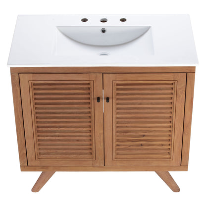 Modway furniture Birdie Bathroom Vanity Basin Included - EEI-5112-NAT-WHI