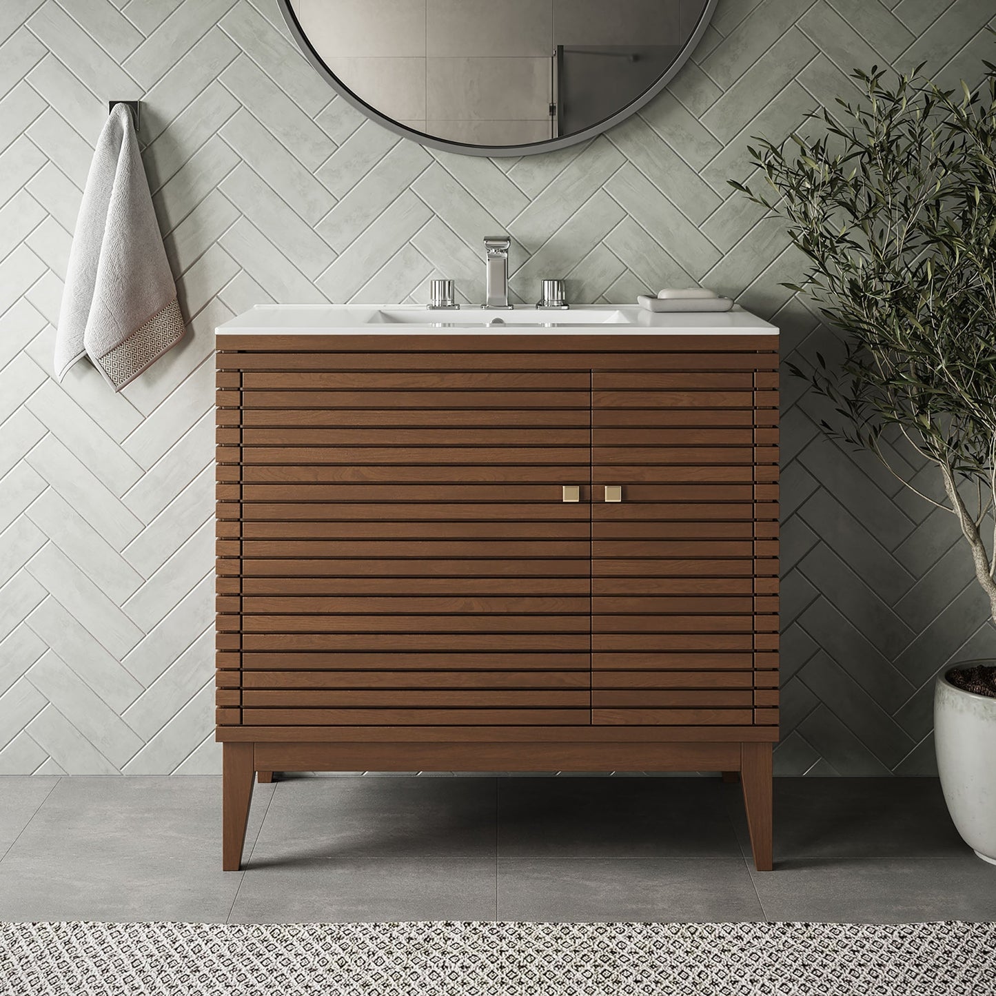 Modway furniture Bathroom Vanity Basin Included - EEI-5114-WAL-WHI