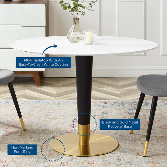 Modway furniture Zinque 42" Oval Dining Table - EEI-5124-GLD-WHI