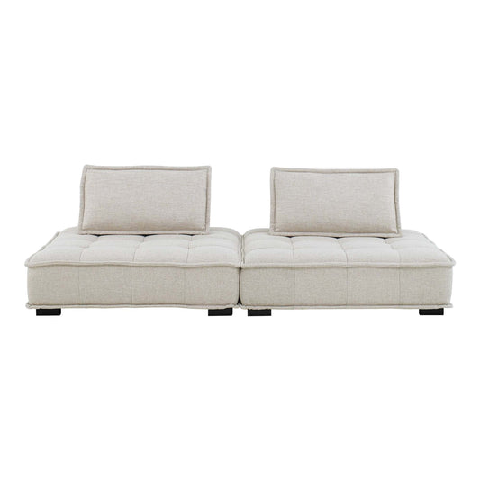 Modway Furniture Saunter 2-Piece Tufted Loveseat - Stylish Comfort with Soft Upholstery & Removable Bolster Pillow - EEI-5204-BEI