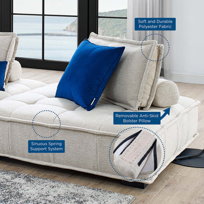Modway Furniture Saunter 2-Piece Tufted Loveseat - Stylish Comfort with Soft Upholstery & Removable Bolster Pillow - EEI-5204-BEI