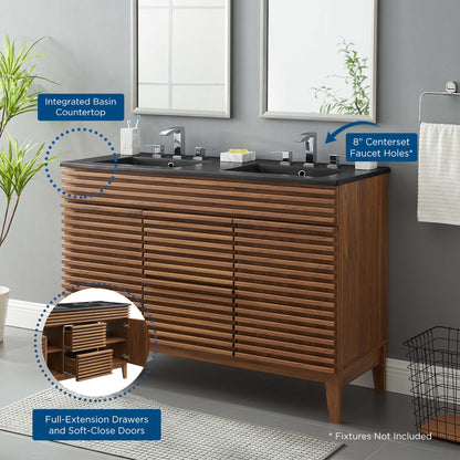 Modway furniture Render 48" Bathroom  Vanity with Black Basin Included - EEI-5381-WAL-BLK