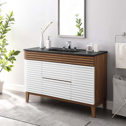 Modway furniture Render 48" Bathroom  Vanity with Black Basin Included - EEI-5381-WAL-BLK