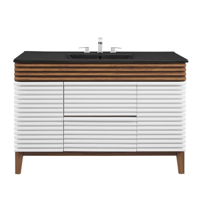 Modway furniture Render 48" Bathroom  Vanity with Black Basin Included - EEI-5381-WAL-BLK