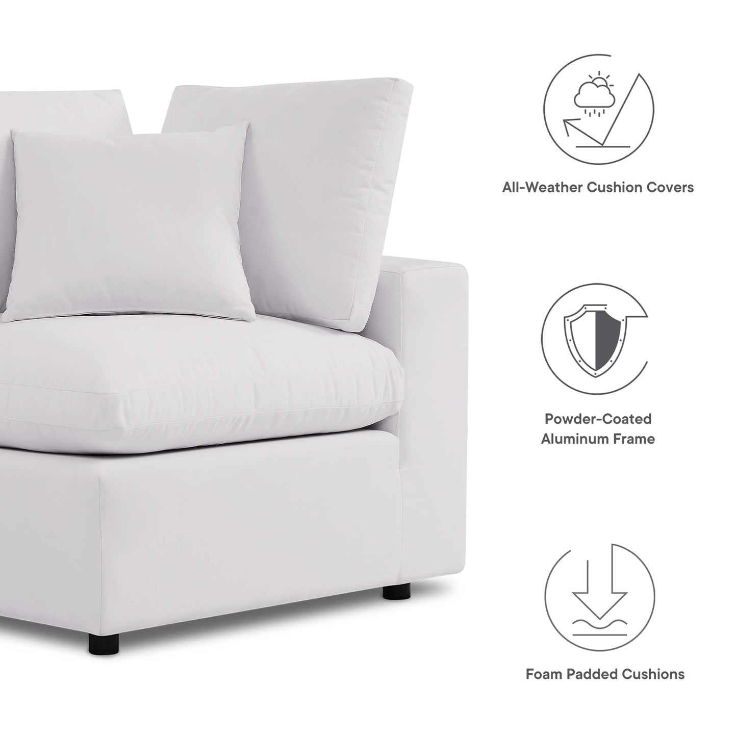 Modway Furniture Commix 4-Piece Outdoor Patio Sectional Sofa by Modway - EEI-5580-CHA