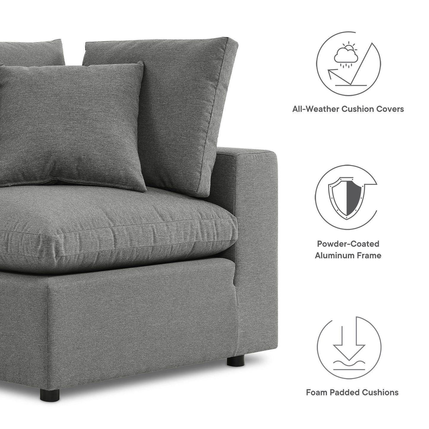 Modway Furniture Commix 5-Piece Outdoor Patio Sectional Sofa by Modway – EEI-5589-CHA