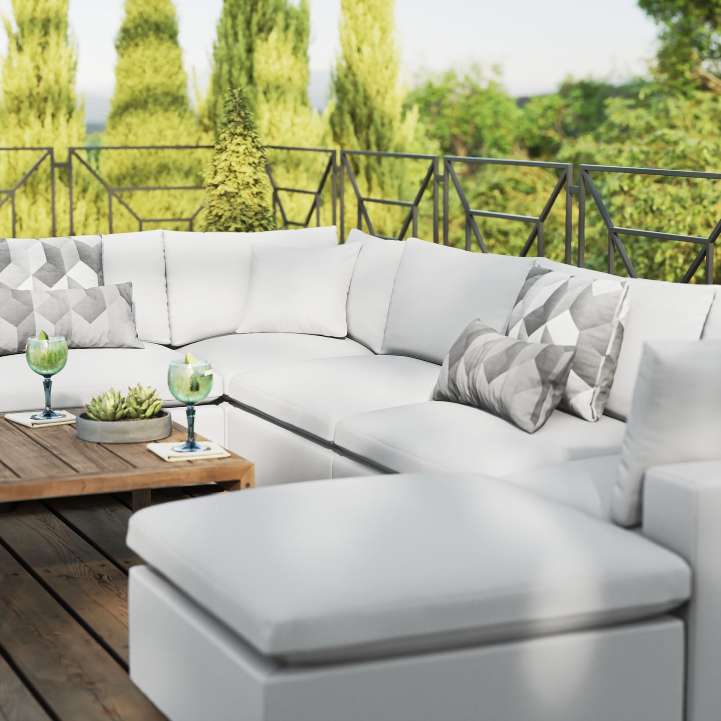 Modway Furniture Commix 7-Piece Outdoor Patio Sectional Sofa by Modway - EEI-5591-CHA
