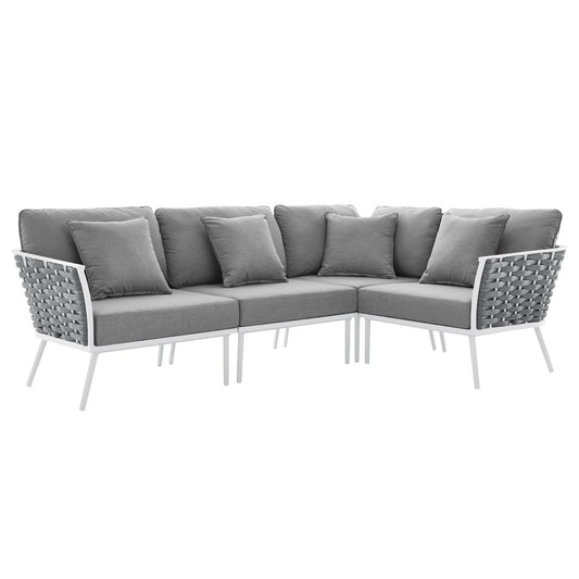 Modway Furniture Stance Outdoor Patio Aluminum Large Sectional Sofa by Modway - EEI-5753-WHI-GRY