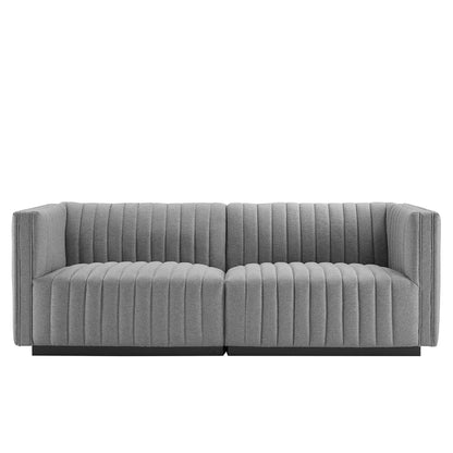 Modway Furniture Conjure Channel Tufted Upholstered Fabric Loveseat - Modern Elegance for Your Living Room Oasis - EEI-5786-BLK-WHI