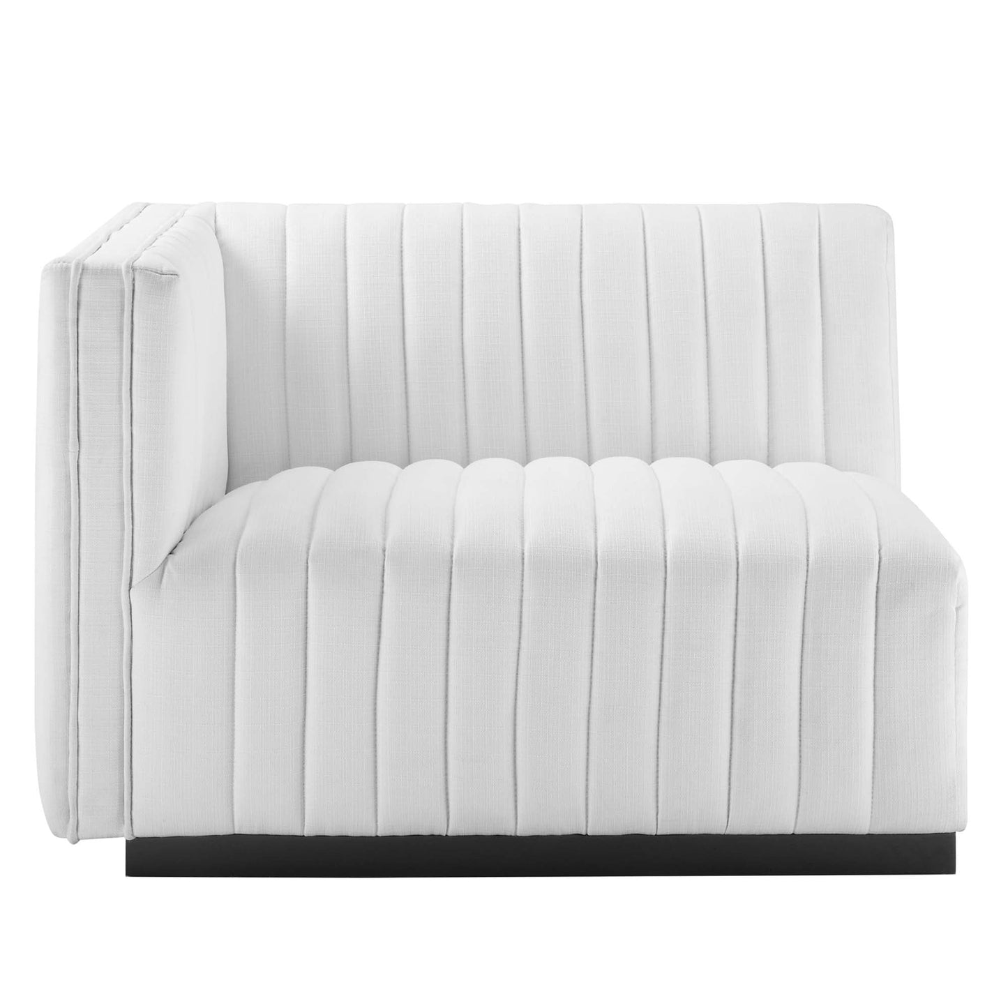 Modway Furniture Conjure Channel Tufted Upholstered Fabric Loveseat - Modern Elegance for Your Living Room Oasis - EEI-5786-BLK-WHI