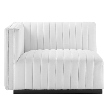 Modway Furniture Conjure Channel Tufted Upholstered Fabric Loveseat - Modern Elegance for Your Living Room Oasis - EEI-5786-BLK-WHI