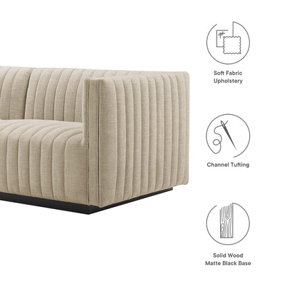 Modway Furniture Conjure Channel Tufted Upholstered Fabric Sofa by Modway - EEI-5787-BLK-LGR