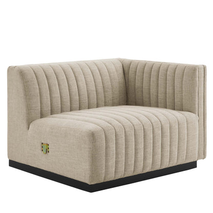 Modway Furniture Conjure Channel Tufted Upholstered Fabric Sofa by Modway - EEI-5787-BLK-LGR