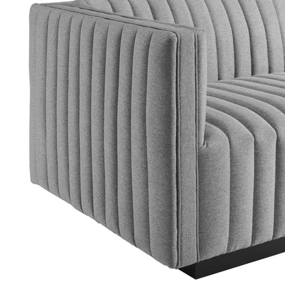 Modway Furniture Conjure Channel Tufted Upholstered Fabric Sofa by Modway - EEI-5787-BLK-LGR