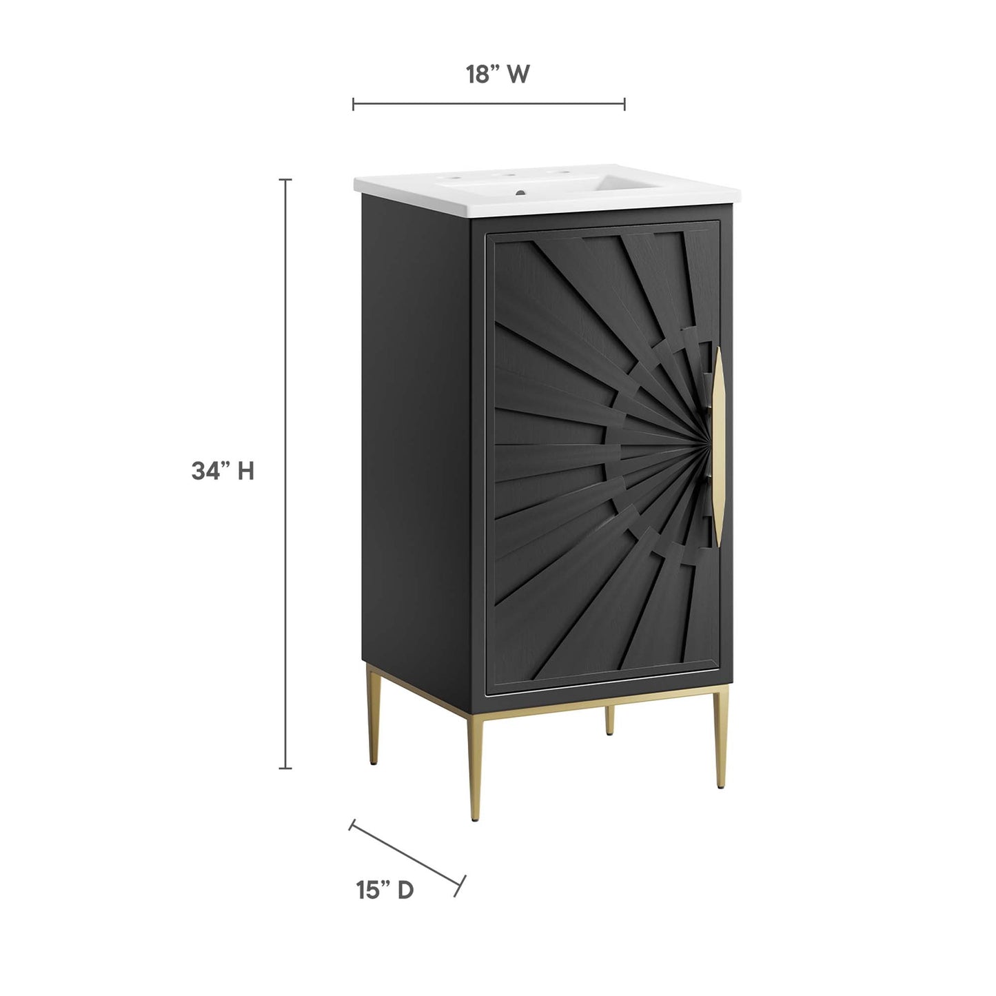 Modway furniture Awaken Bathroom Vanity Basin Included - EEI-6289-WHI-BLK