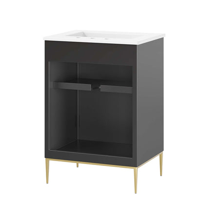 Modway furniture Awaken Bathroom Vanity Basin Included - EEI-6289-WHI-BLK