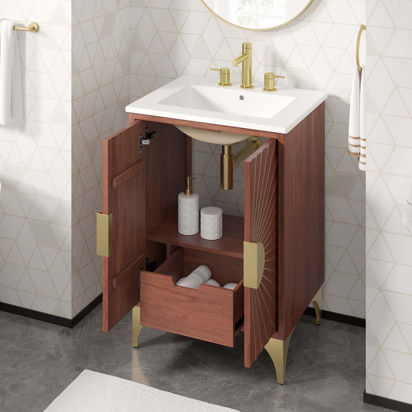 Modway furniture Daylight Bathroom Vanity Basin Included - EEI-6290-WHI-WAL