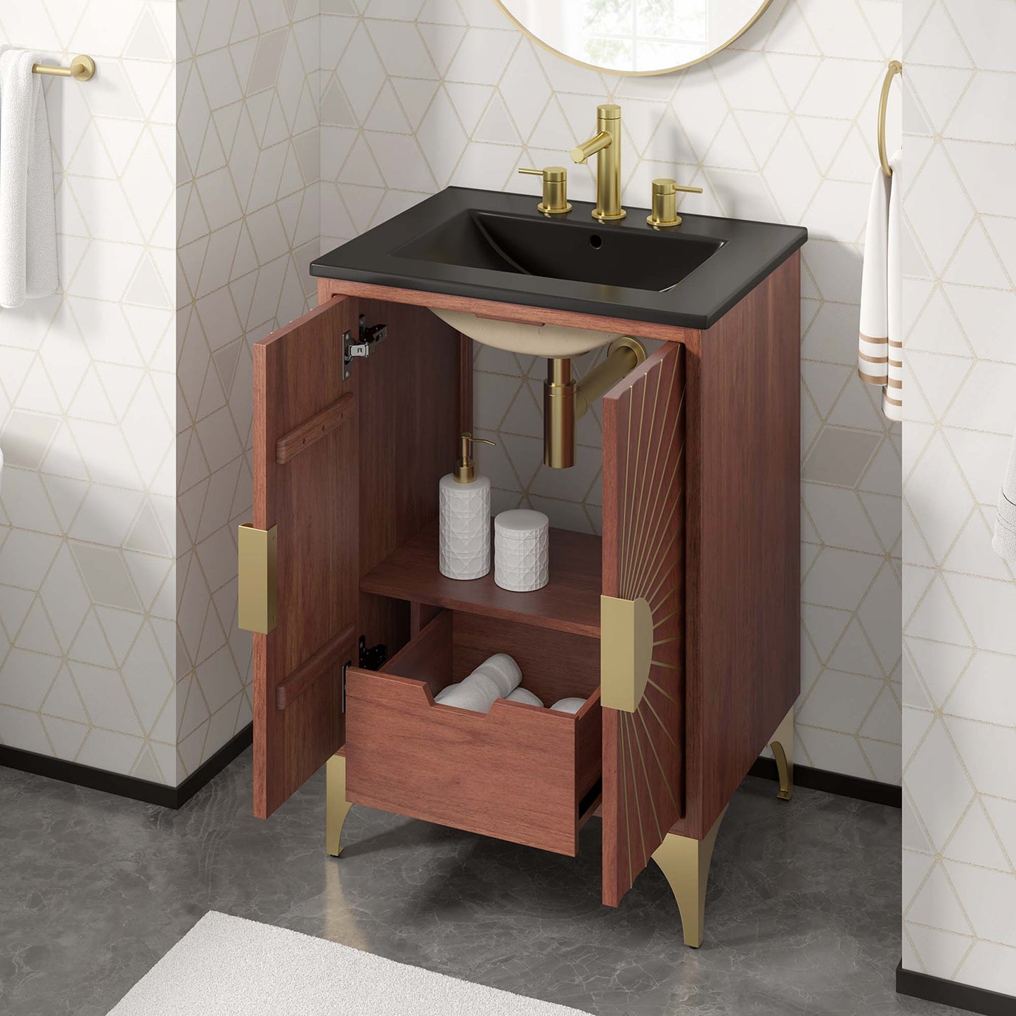 Modway furniture Daylight Bathroom Vanity Basin Included - EEI-6290-WHI-WAL