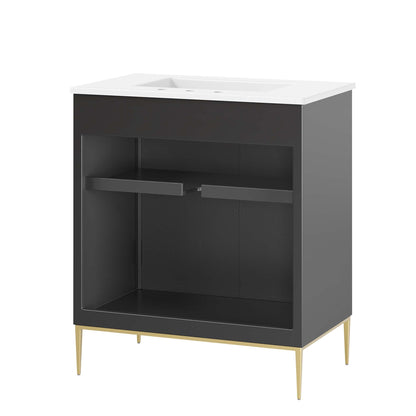 Modway furniture Awaken Bathroom Vanity Basin Included - EEI-6289-WHI-BLK