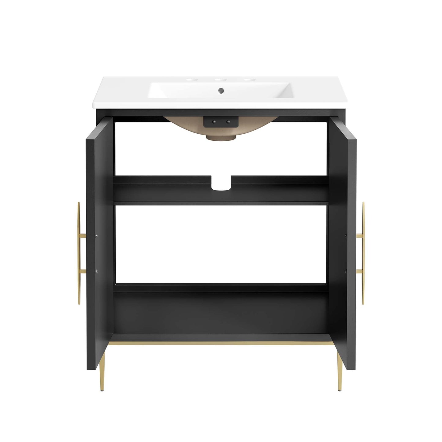 Modway furniture Awaken Bathroom Vanity Basin Included - EEI-6289-WHI-BLK