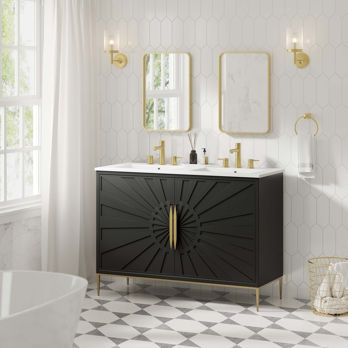 Modway furniture Awaken Bathroom Vanity Basin Included - EEI-6289-WHI-BLK