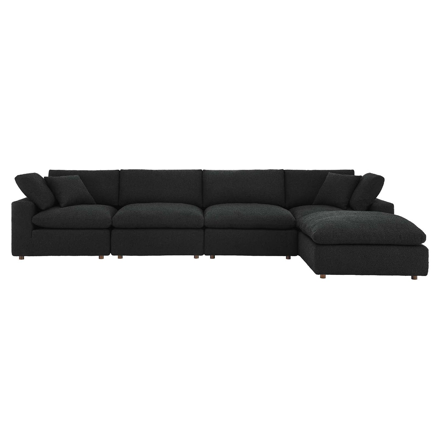 Modway furniture Commix Overstuffed Boucle Fabric Sectional Sofa - Plush Comfort & Modern Design for Cozy Living Spaces - EEI-6365-BLK