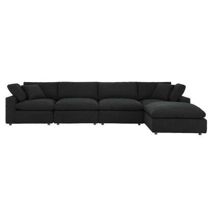 Modway furniture Commix Overstuffed Boucle Fabric Sectional Sofa - Plush Comfort & Modern Design for Cozy Living Spaces - EEI-6365-BLK