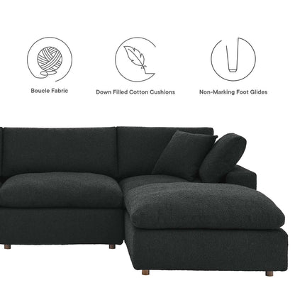 Modway furniture Commix Overstuffed Boucle Fabric Sectional Sofa - Plush Comfort & Modern Design for Cozy Living Spaces - EEI-6365-BLK