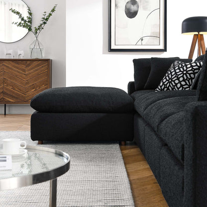 Modway furniture Commix Overstuffed Boucle Fabric Sectional Sofa - Plush Comfort & Modern Design for Cozy Living Spaces - EEI-6365-BLK
