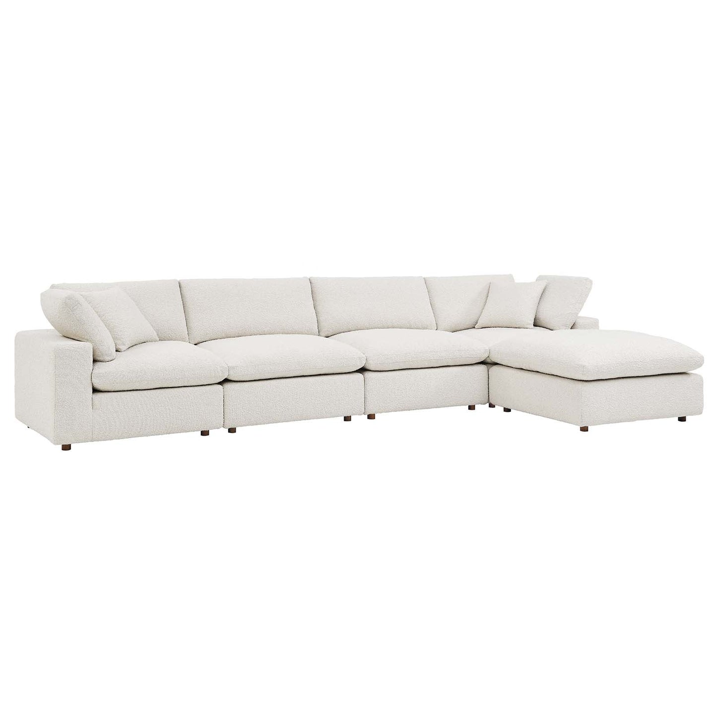 Modway furniture Commix Overstuffed Boucle Fabric Sectional Sofa - Plush Comfort & Modern Design for Cozy Living Spaces - EEI-6365-BLK