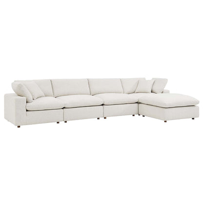 Modway furniture Commix Overstuffed Boucle Fabric Sectional Sofa - Plush Comfort & Modern Design for Cozy Living Spaces - EEI-6365-BLK