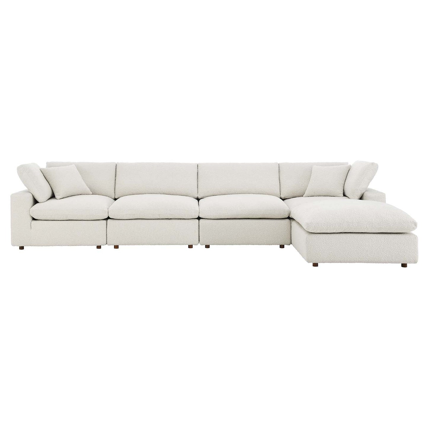 Modway furniture Commix Overstuffed Boucle Fabric Sectional Sofa - Plush Comfort & Modern Design for Cozy Living Spaces - EEI-6365-BLK