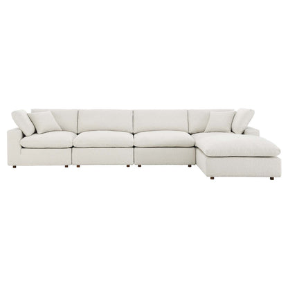 Modway furniture Commix Overstuffed Boucle Fabric Sectional Sofa - Plush Comfort & Modern Design for Cozy Living Spaces - EEI-6365-BLK