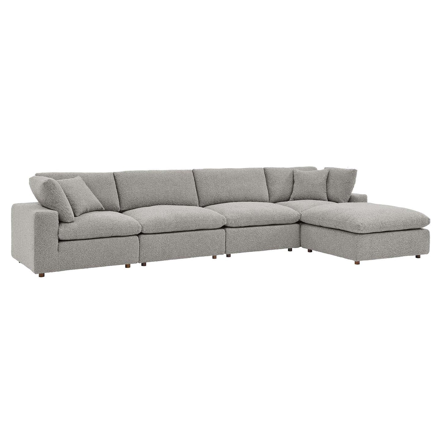 Modway furniture Commix Overstuffed Boucle Fabric Sectional Sofa - Plush Comfort & Modern Design for Cozy Living Spaces - EEI-6365-BLK