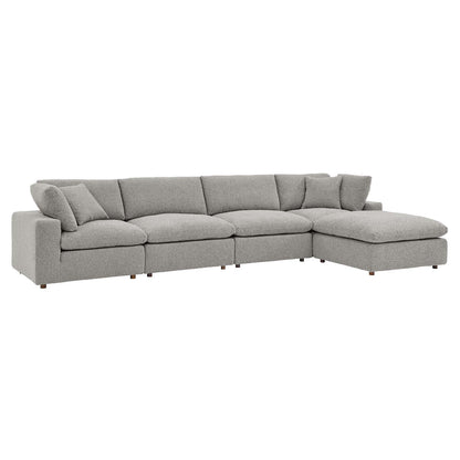 Modway furniture Commix Overstuffed Boucle Fabric Sectional Sofa - Plush Comfort & Modern Design for Cozy Living Spaces - EEI-6365-BLK