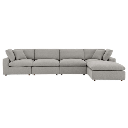 Modway furniture Commix Overstuffed Boucle Fabric Sectional Sofa - Plush Comfort & Modern Design for Cozy Living Spaces - EEI-6365-BLK