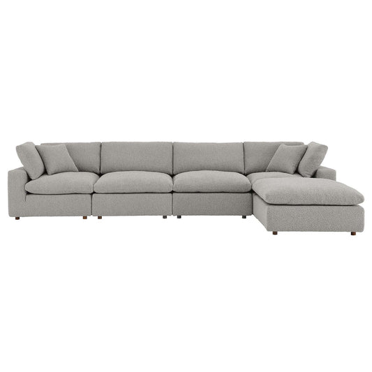 Modway furniture Commix Overstuffed Boucle Fabric Sectional Sofa - Plush Comfort & Modern Design for Cozy Living Spaces - EEI-6365-BLK