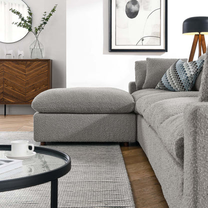 Modway furniture Commix Overstuffed Boucle Fabric Sectional Sofa - Plush Comfort & Modern Design for Cozy Living Spaces - EEI-6365-BLK