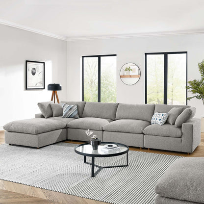 Modway furniture Commix Overstuffed Boucle Fabric Sectional Sofa - Plush Comfort & Modern Design for Cozy Living Spaces - EEI-6365-BLK