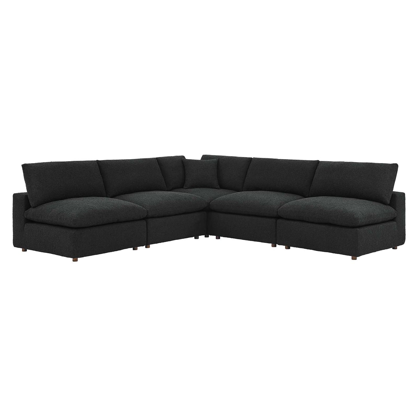 Modway furniture Commix Overstuffed Boucle Fabric Sectional Sofa - Plush Comfort & Modern Design for Cozy Living Spaces - EEI-6365-BLK
