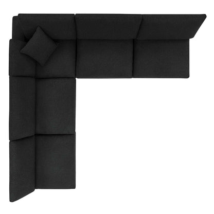 Modway furniture Commix Overstuffed Boucle Fabric Sectional Sofa - Plush Comfort & Modern Design for Cozy Living Spaces - EEI-6365-BLK