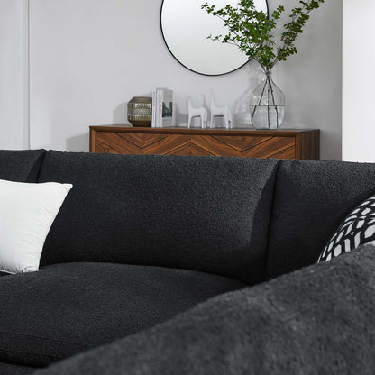 Modway furniture Commix Overstuffed Boucle Fabric Sectional Sofa - Plush Comfort & Modern Design for Cozy Living Spaces - EEI-6365-BLK