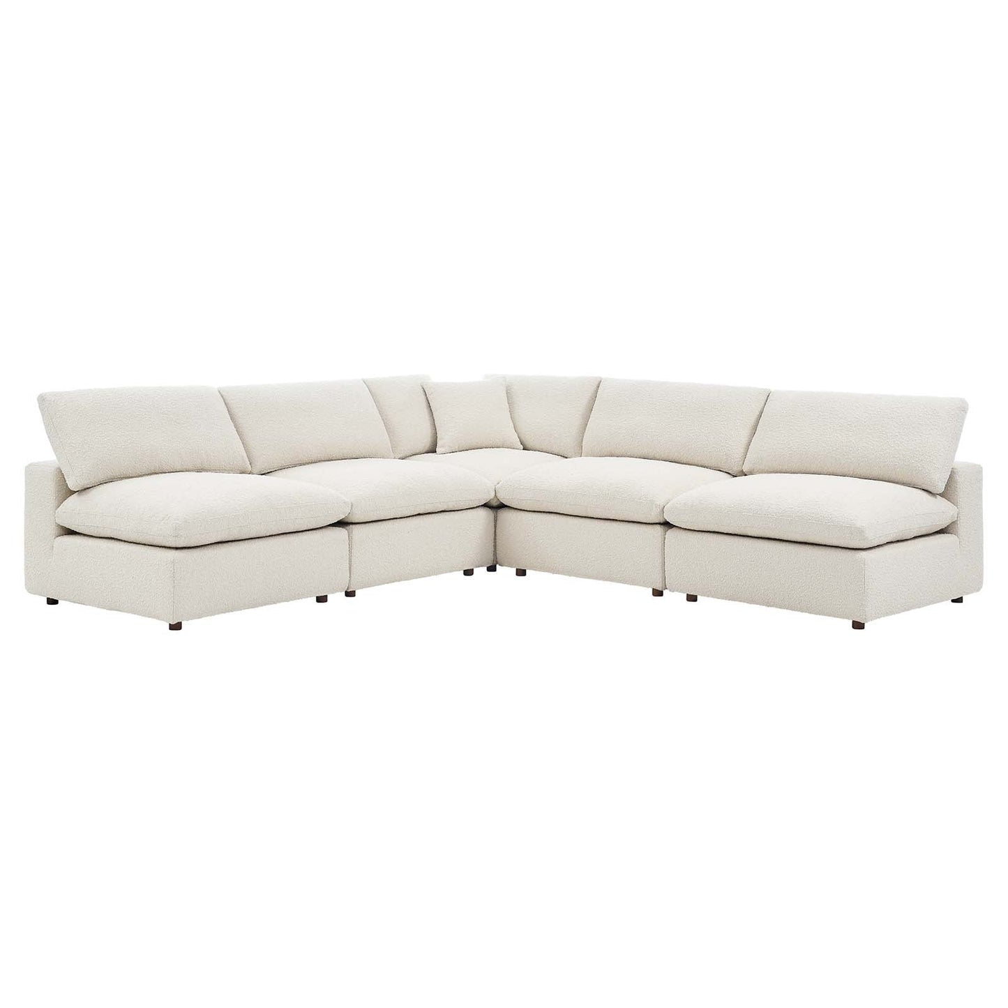 Modway furniture Commix Overstuffed Boucle Fabric Sectional Sofa - Plush Comfort & Modern Design for Cozy Living Spaces - EEI-6365-BLK
