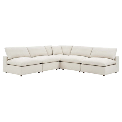 Modway furniture Commix Overstuffed Boucle Fabric Sectional Sofa - Plush Comfort & Modern Design for Cozy Living Spaces - EEI-6365-BLK