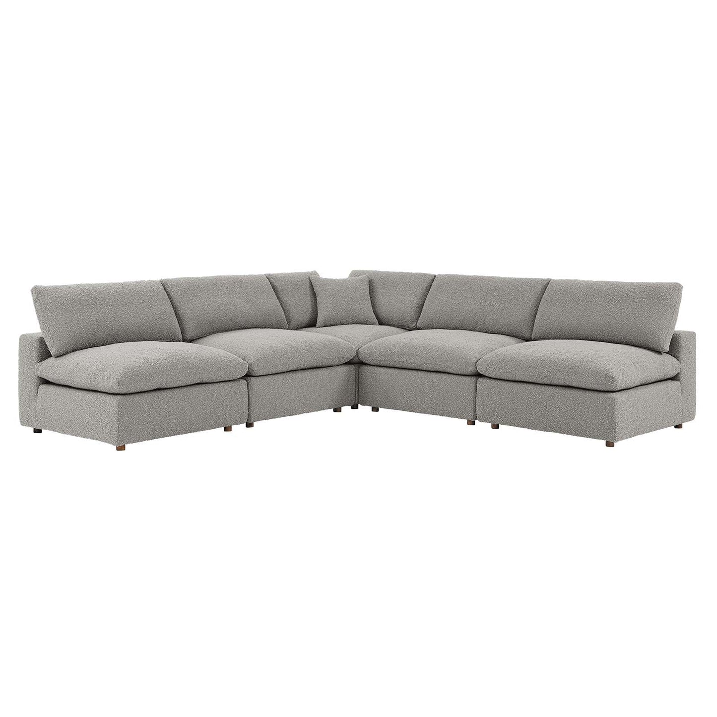 Modway furniture Commix Overstuffed Boucle Fabric Sectional Sofa - Plush Comfort & Modern Design for Cozy Living Spaces - EEI-6365-BLK