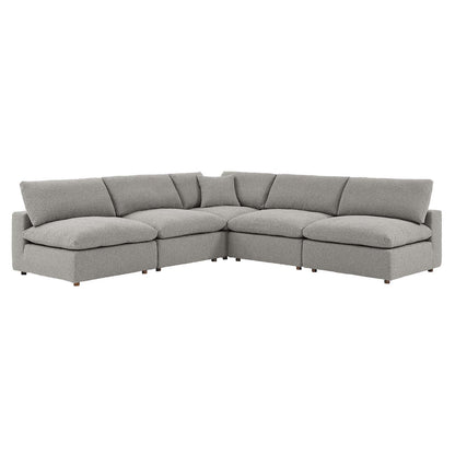 Modway furniture Commix Overstuffed Boucle Fabric Sectional Sofa - Plush Comfort & Modern Design for Cozy Living Spaces - EEI-6365-BLK