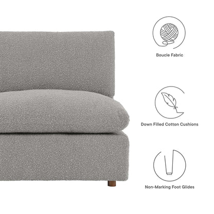 Modway furniture Commix Overstuffed Boucle Fabric Sectional Sofa - Plush Comfort & Modern Design for Cozy Living Spaces - EEI-6365-BLK